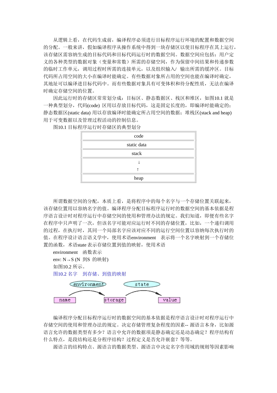 编译原理 第十章 目标程序运行时的存储组织_第2页
