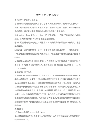 紫外可见分光光度计的结构、工作原理与应用