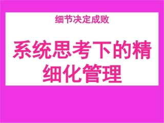 系统思考下的精细化管理