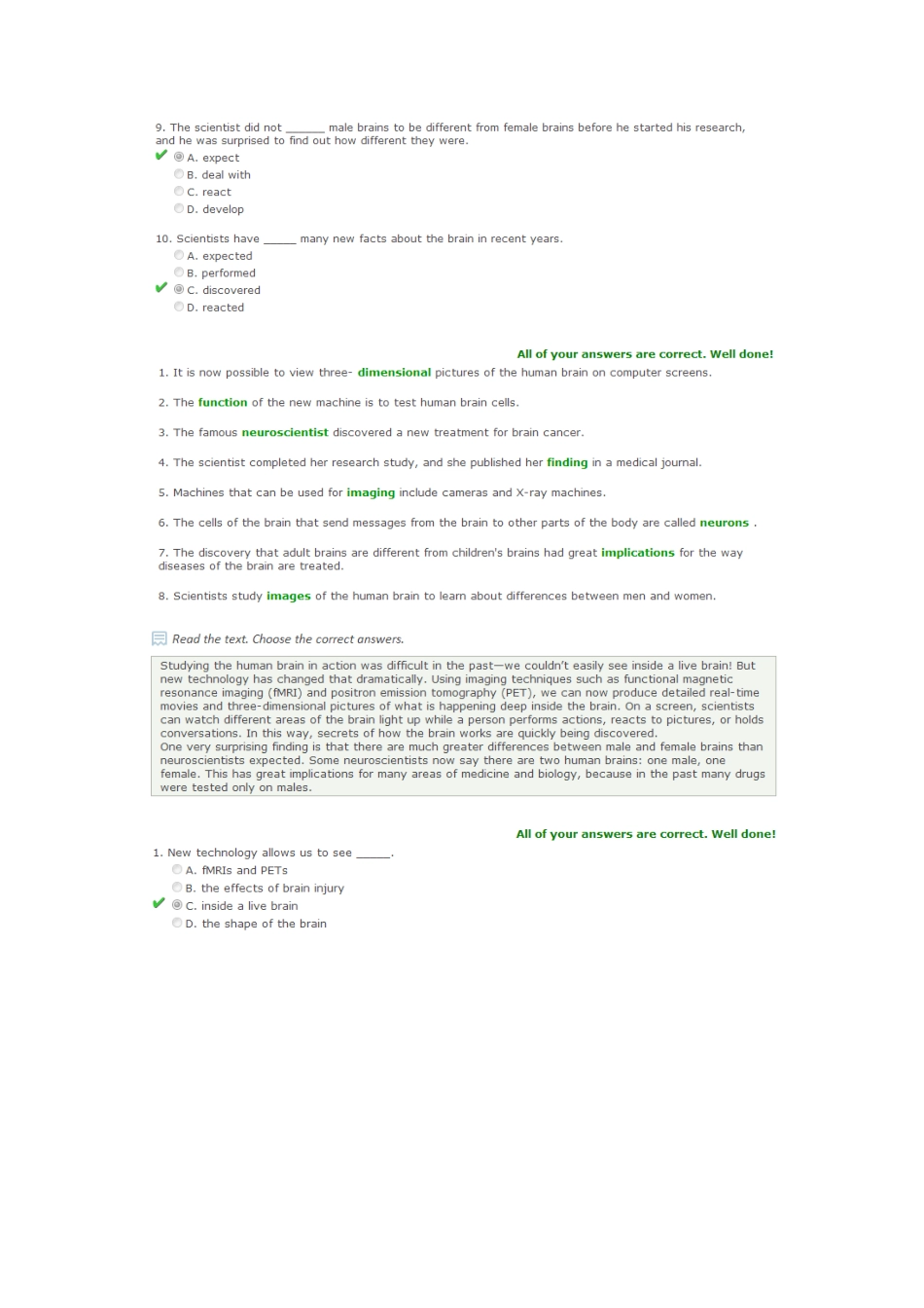 答案：朗文交互英语AcademicConnections3Unit1BiologyBrainsandGender_第2页