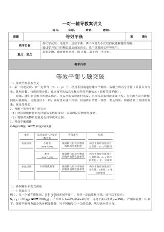 等效平衡一对一教案讲义