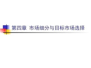 第四章市场细分与目标市场选择