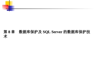 第8章  New数据库保护及SQL Server的数据库保护技术