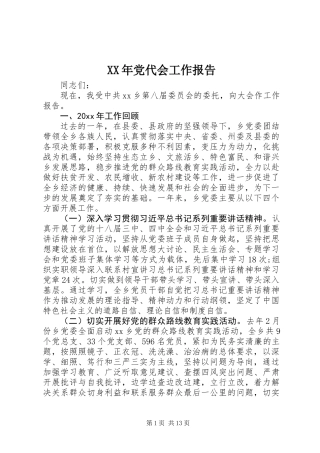 XX年党代会工作报告