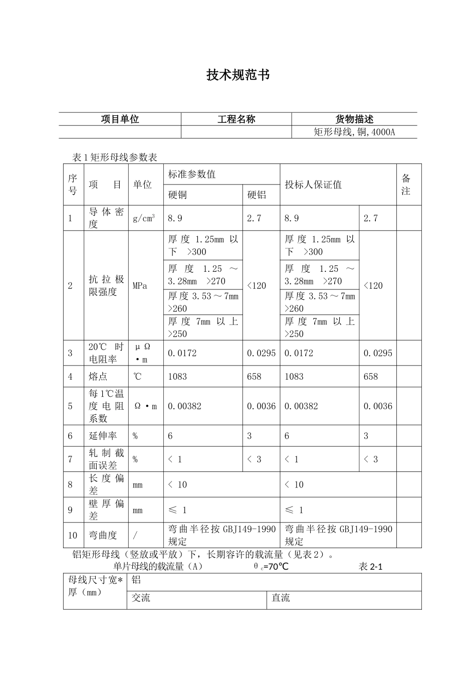 矩形母线技术规范_第1页