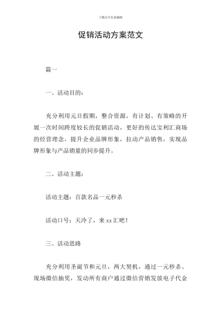促销活动方案范文