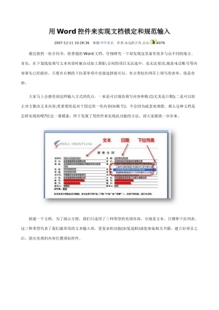 用Word控件来实现文档锁定和规范输入