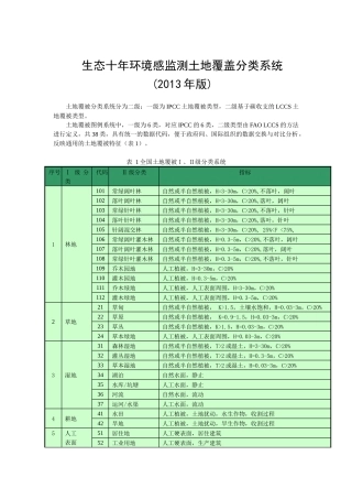 生态十年环境感监测土地覆盖分类系统v2013