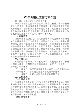 XX年供销社工作方案2篇