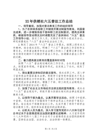 XX年供销社六五普法工作总结