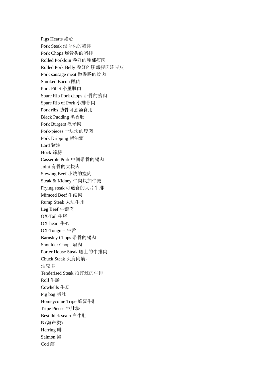 特色中餐和超市食品名称中英对照详细内容_第2页