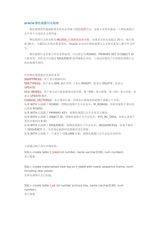 物化视图日志简介