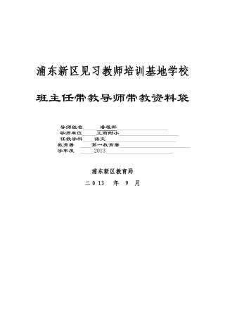 潘雁群浦东新区见习教师规范化培训基地学校班主任带教导师资料袋