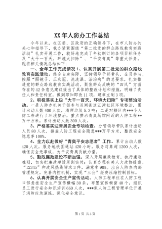 XX年人防办工作总结 (2)