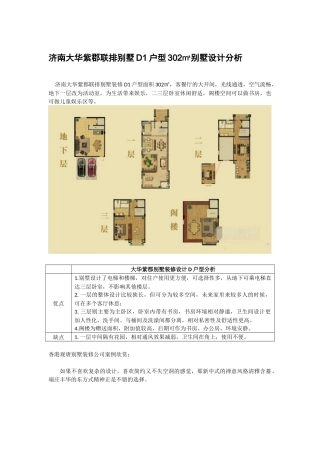 济南大华紫郡联排别墅D1户型302㎡别墅设计分析
