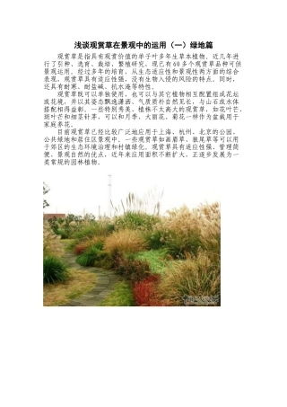 浅谈观赏草在景观中的运用(一)绿地篇