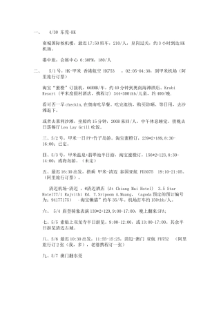泰国旅游准备资料