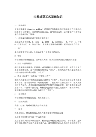 注塑成型工艺基本知识