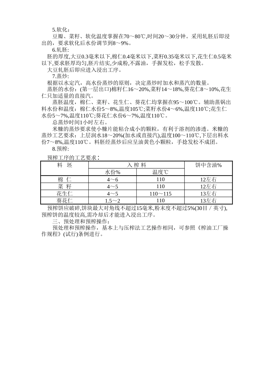 油脂浸出工厂生产技术操作规程_第3页
