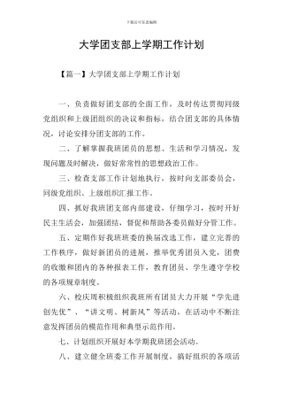 大学团支部上学期工作计划