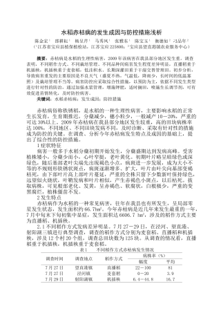 水稻赤枯病的防治方法