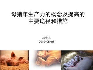母猪年生产力的概念及提高的主要途径和措施