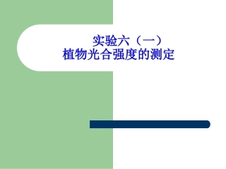 植物光合强度的测定