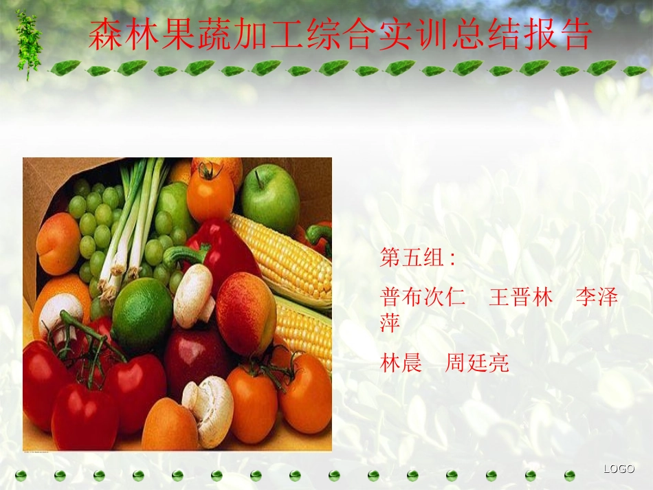 森林果蔬加工综合实训总结11野植2班5组_第1页