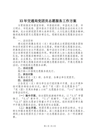 XX年交通局党团员志愿服务工作方案