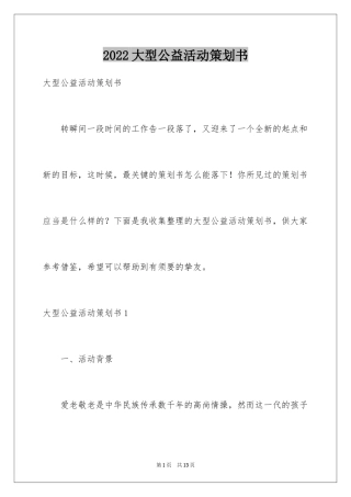 2024大型公益活动策划书