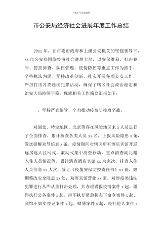 市公安局经济社会发展年度工作总结