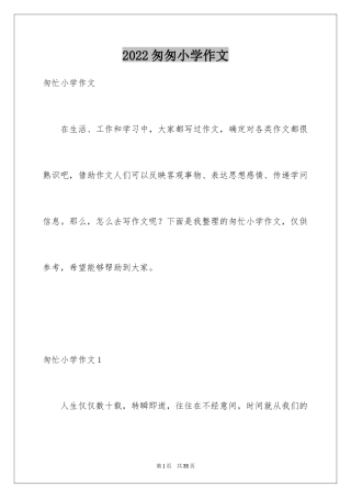 2024匆匆小学作文