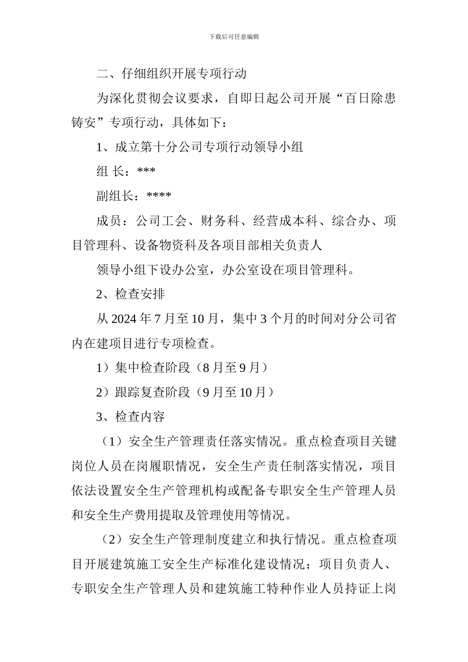公司“百日除患铸安”专项行动方案_第2页