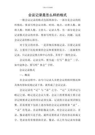 会议记录是怎么样的格式