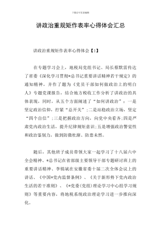 讲政治重规矩作表率心得体会汇总