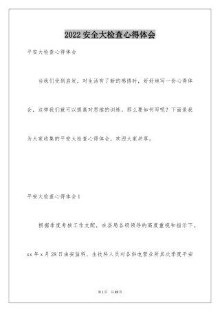 2024安全大检查心得体会