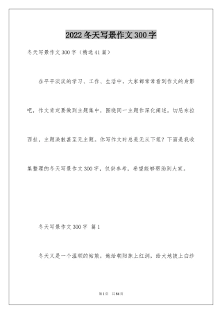 2024冬天写景作文300字_4