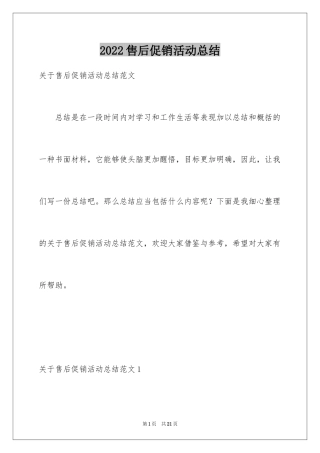 2024售后促销活动总结