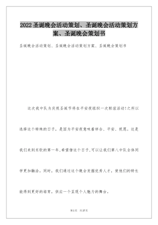 2024圣诞晚会活动策划、圣诞晚会活动策划方案、圣诞晚会策划书