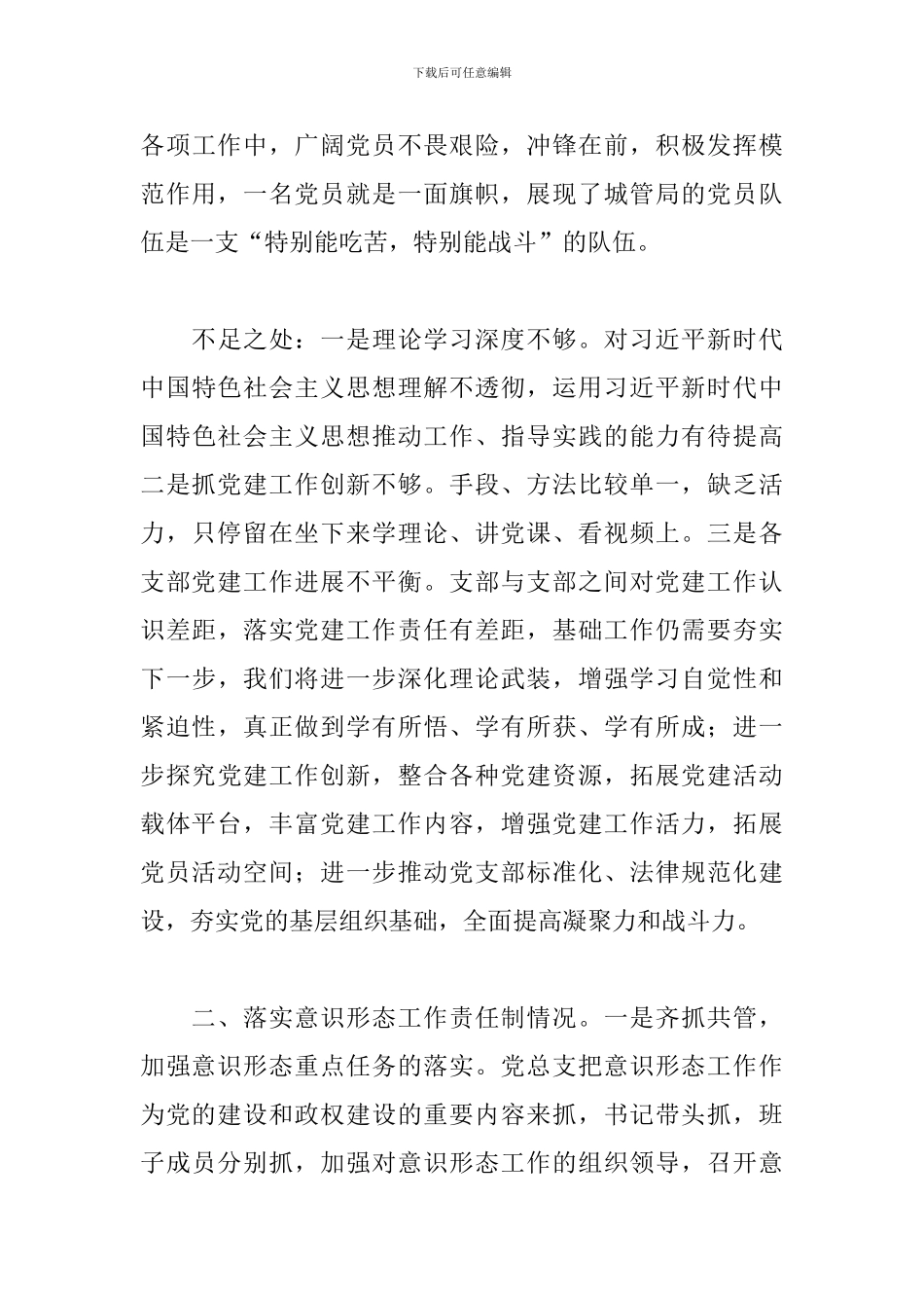 区城管局党总支书记年度履行全面从严治党主体责任述职报告_第3页