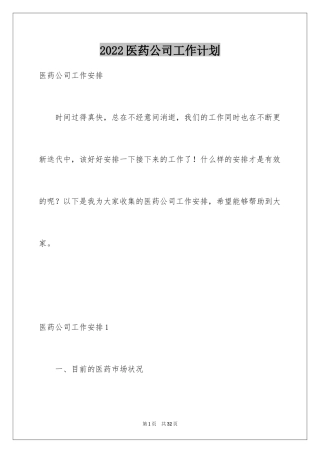2024医药公司工作计划_1
