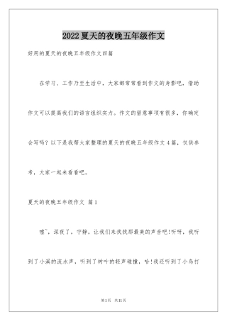 2024夏天的夜晚五年级作文