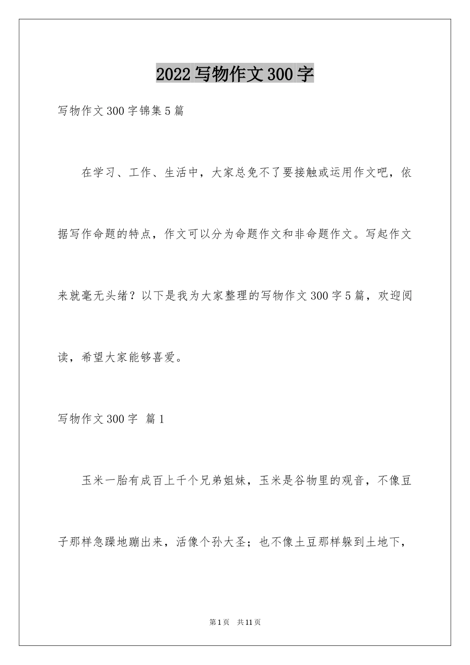 2024写物作文300字_255_第1页