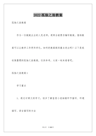 2024孤独之旅教案_2