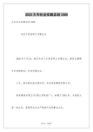 2024大专社会实践总结1000