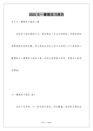 2024大一暑期实习报告