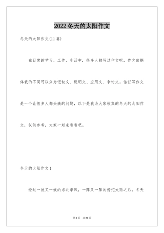 2024冬天的太阳作文_1