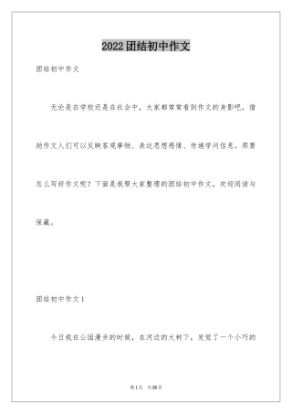 2024团结初中作文