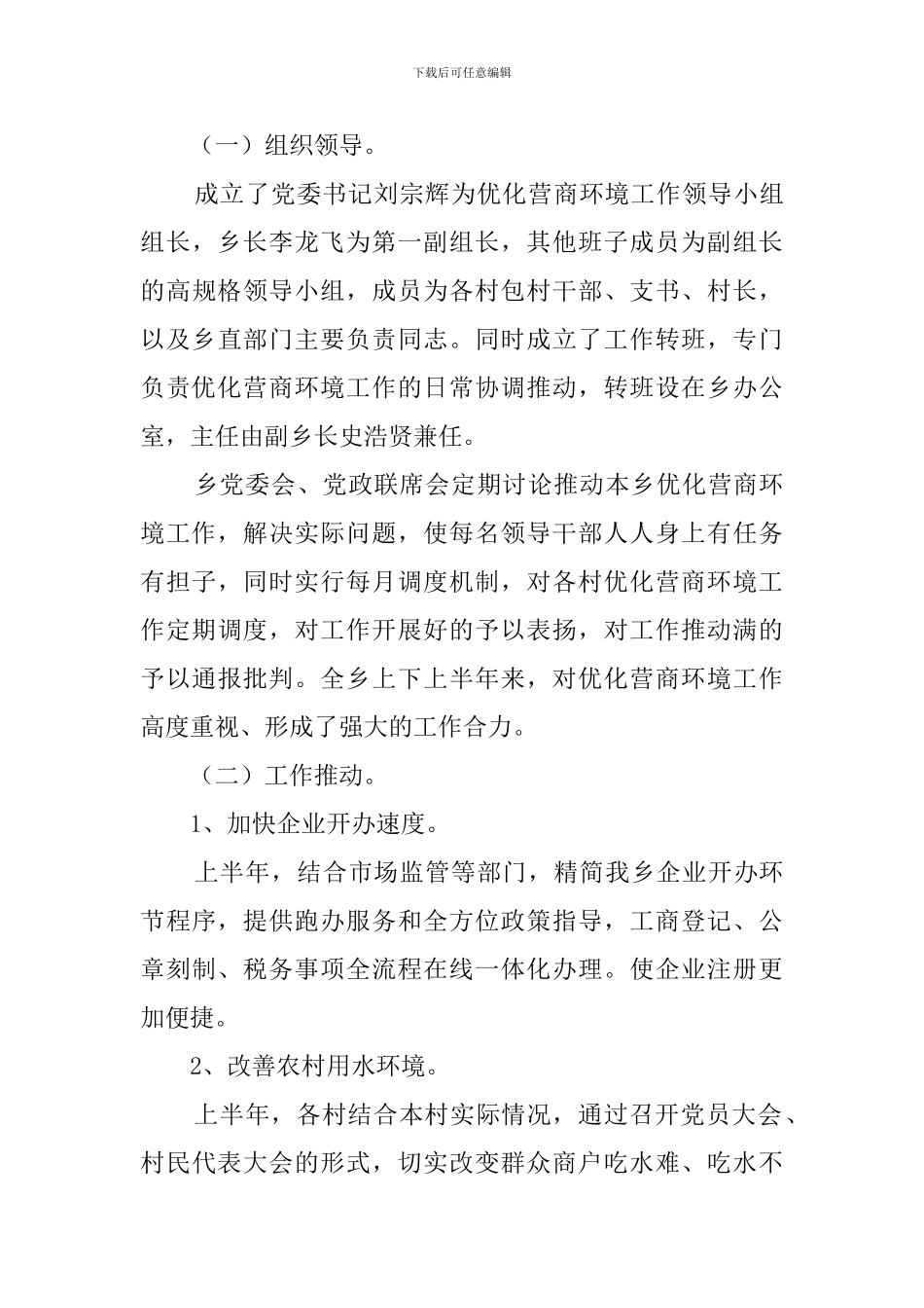 2024年优化营商环境考核自查报告_第3页