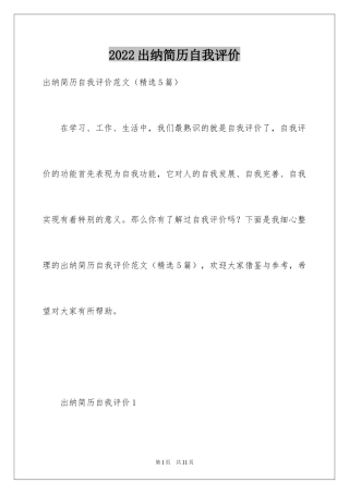 2024出纳简历自我评价